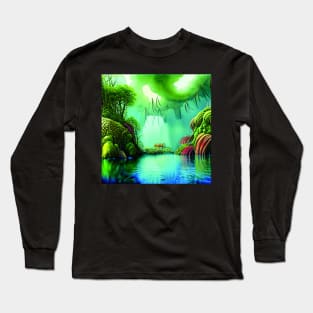 SeaScape Painting in Blue Theme, Beautiful Nature Long Sleeve T-Shirt